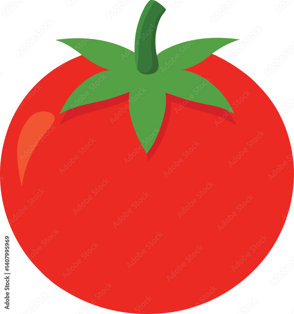 Red tomato with green leaf vector illustration Red tomato with green leaf vector illustration