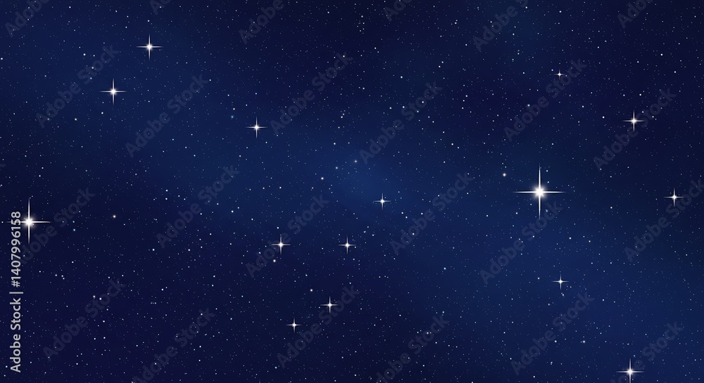 Obraz premium Celestial Dreamscape: Deep Blue Night Sky AI Generated