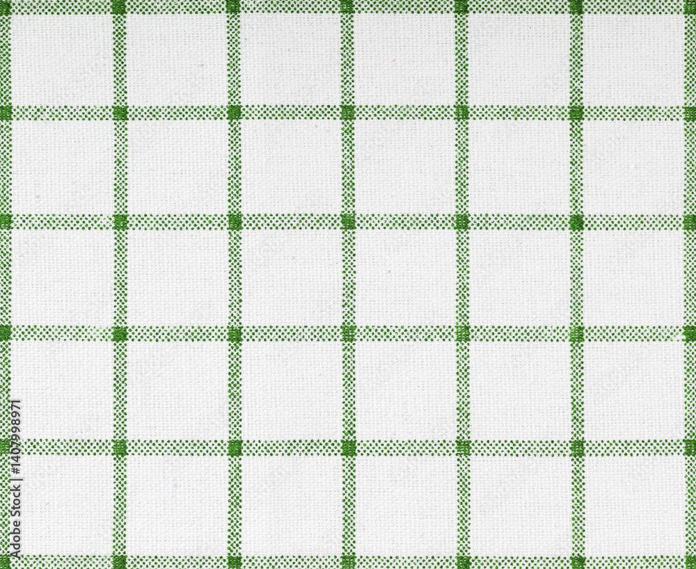 Green fabric checkered fabric from factory, towel