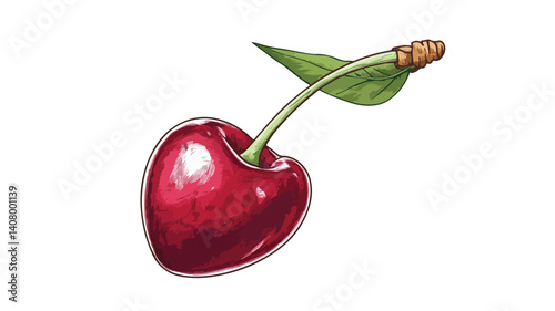 Delicious Cherry Cone Dessert Drawing with Fresh Cherry on Top