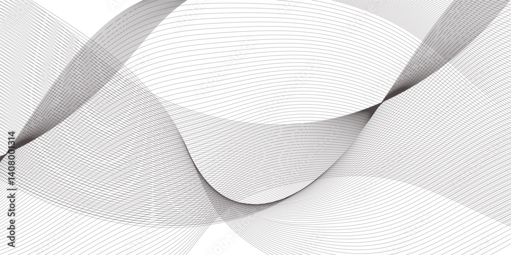 Fototapeta premium Abstract wavy lines on transparent background with grey smooth element swoosh speed wave modern stream background. You can used for banner, template, wallpaper, business wave curve lines background. 