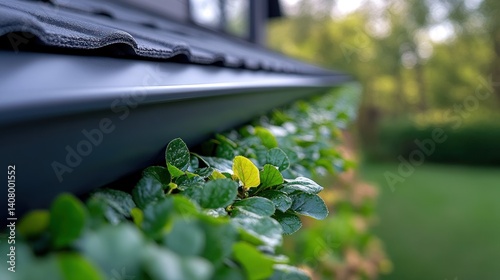 Lush Greenery cascading down the roofing system of a modern house