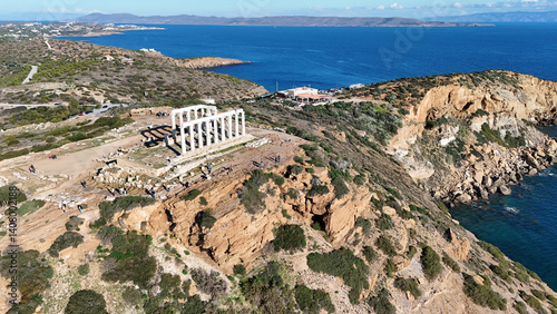 The ancient temple of Poseidon, cape Sounio, Attica, Greece