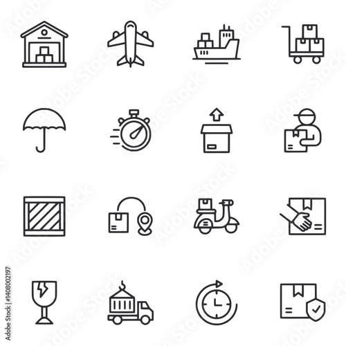 A set of icons for transportation and delivery services