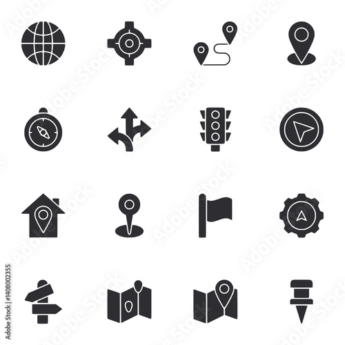 A set of icons for navigation and directions