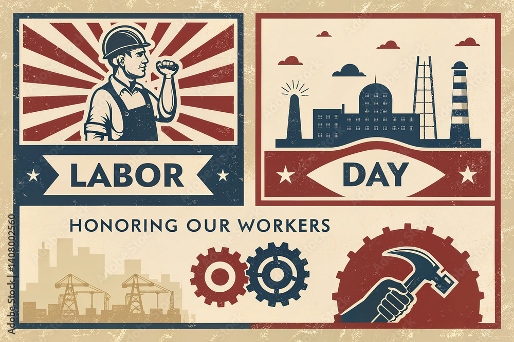 Happy Labor Day with USA flag Happy Labor Day with USA flag