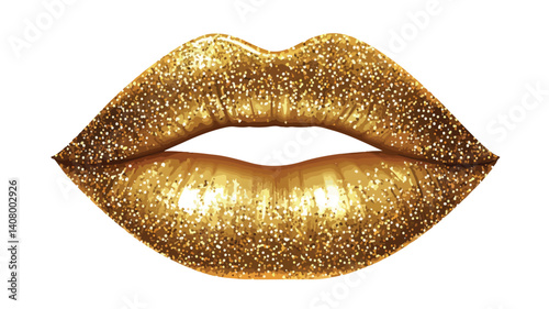 Elegant Gold Colored Lipstick with Shimmering Gold Glitter Makeup Cosmetic Product