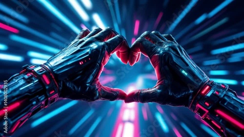 Futuristic Robotic Hands Skillfully Forming a Heart Shape with Precision and Careful Detail
