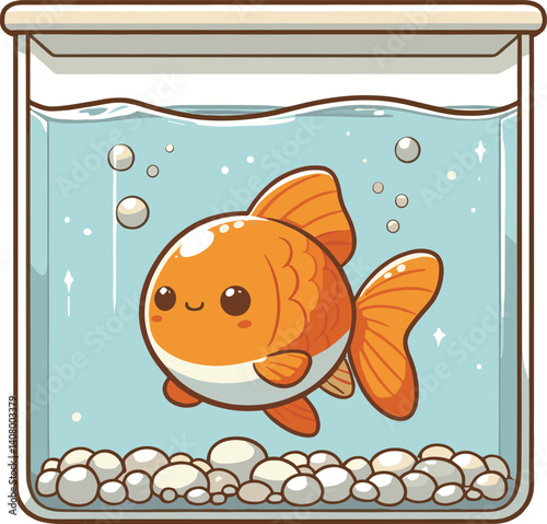 水槽に一匹の金魚のイラスト
