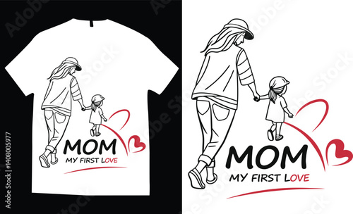 Happy mothers Day, Mom child love, Mom Day, Mom love t-shirt design vector illustration