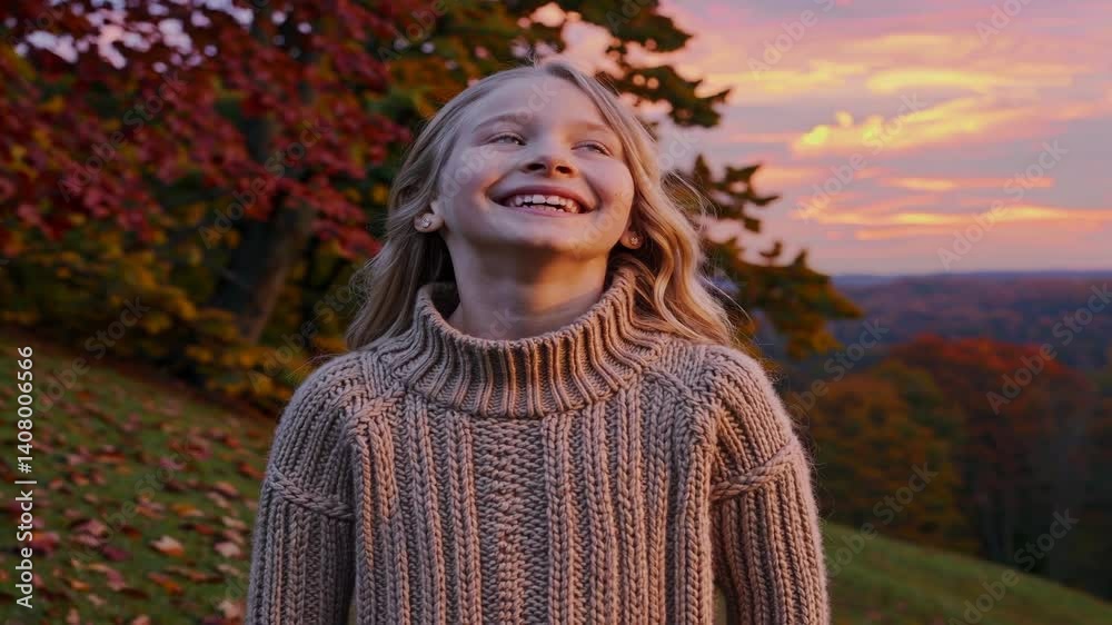 Joyful Child Under Vibrant Fall Leaves Joyful Child Under Vibrant Fall Leaves