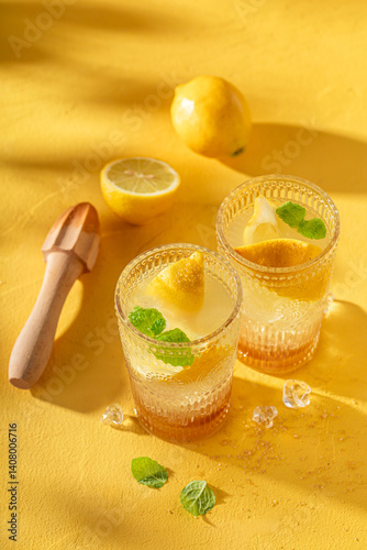 Obraz na płótnie Tasty lemonade made of fresh citrus fruits. w salonie