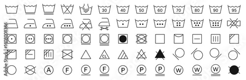 Laundry symbols set. Washing icons. Laundry instruction icon collection. Clothes care. Vector illustration