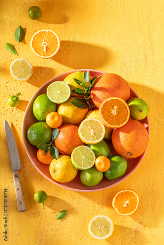 Obraz na płótnie Healthy mix of citrus fruits as ingredients for lemonade. w salonie