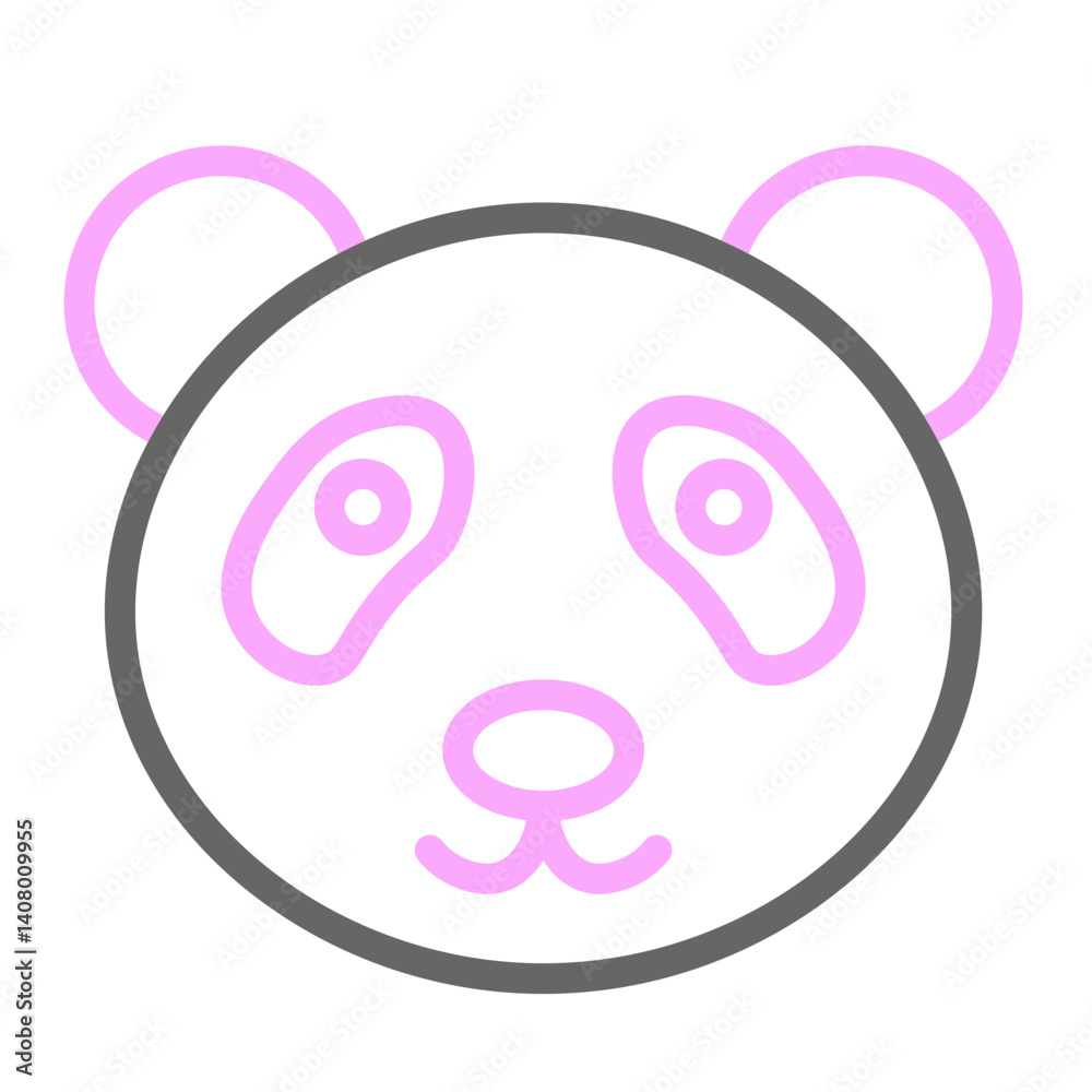 Panda Face Vector Line Lt Pink Grey Icon Design Panda Face Vector Line Lt Pink Grey Icon Design