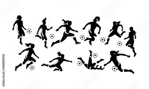 Bundle of women basketball players silhouette, silhouette basketball players.
