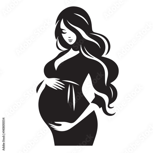 Black and white pregnant woman art
