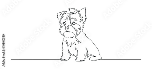 Cute Yorkshire Terrier Dog Illustration for Print  