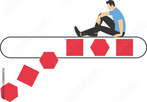 Losing life time. Businessman lying on the loading bar stock illustration

