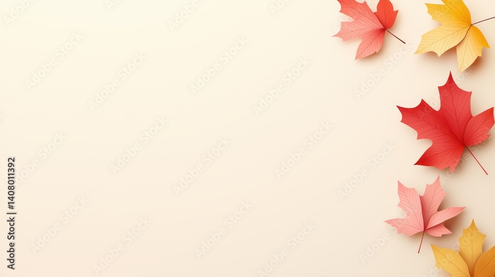 Colorful autumn leaves on neutral background design Colorful autumn leaves on neutral background design