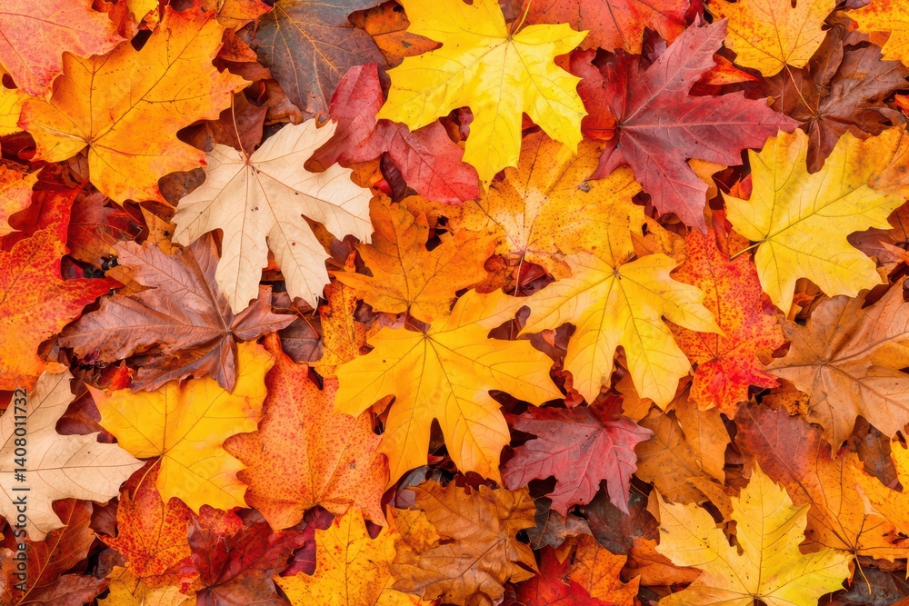 Vibrant autumn leaves on ground in beautiful colors Vibrant autumn leaves on ground in beautiful colors