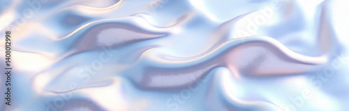 Liquid glossy holographic metallic wave, glossy shimmering mirror chrome, water effect. Metal pastel pattern. Iridescent foil effect texture. Pearlescent gradient