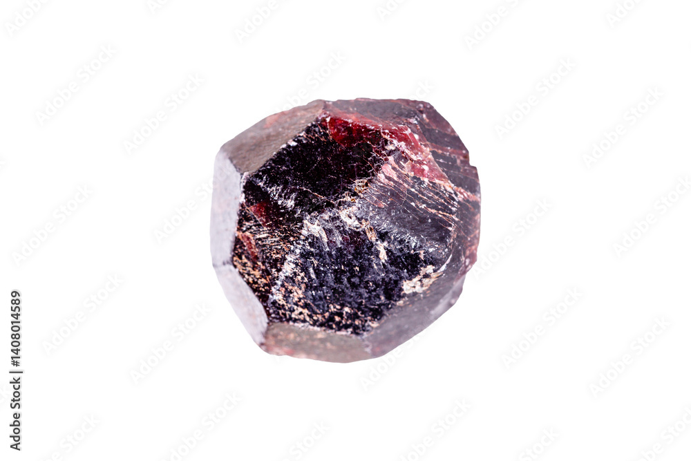 Garnet mineral stone on a white background close up