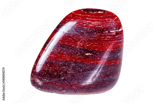 Obraz na płótnie Red jasper stone on a white background close up w salonie