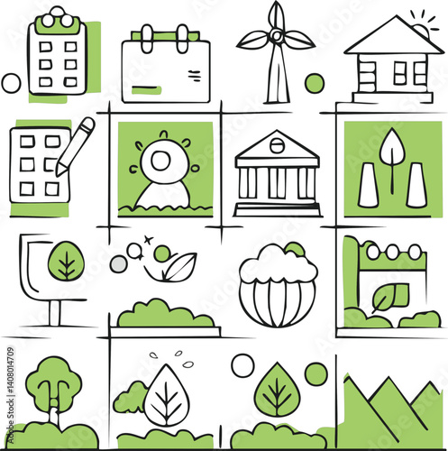 ecology icons set