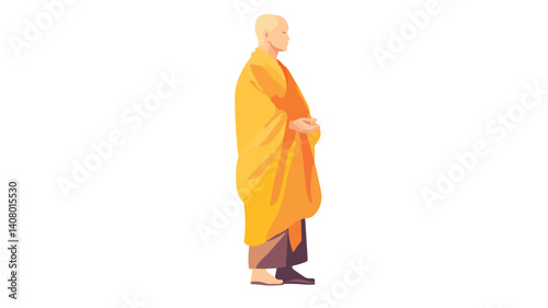 Buddhist Monk Flat Vector Isolated on White Background
