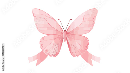 Elegant Butterfly Icon Symbolizing Breast Cancer Awareness Campaign