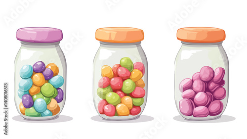 Elegant Candy Jars Design Over White Background - Flat Vector Isolated Illustration