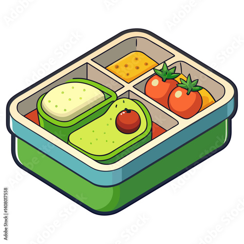 Modern flat vector of a healthy vegan lunch box