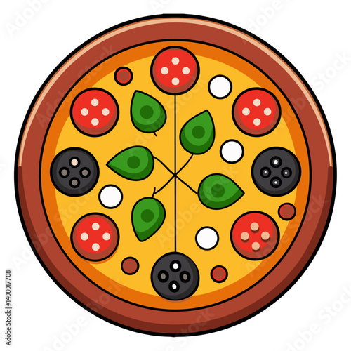 traditional Italian pizza with hand-drawn toppings