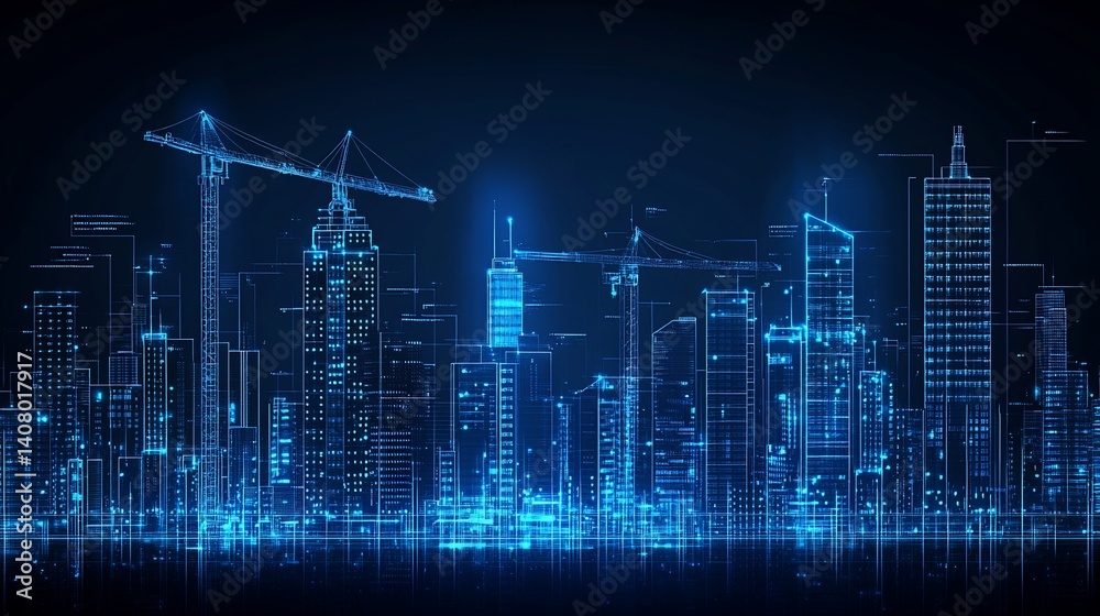 Fototapeta premium Futuristic Construction Cityscape