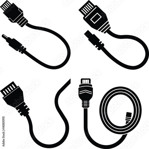 Ethernet Cable silhouette vector