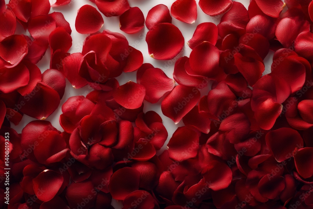 Vibrant red rose petals scattered across a smooth surface create a romantic and elegant atmosphere perfect for special occasions Vibrant red rose petals scattered across a smooth surface create a romantic and elegant atmosphere perfect for special occasions