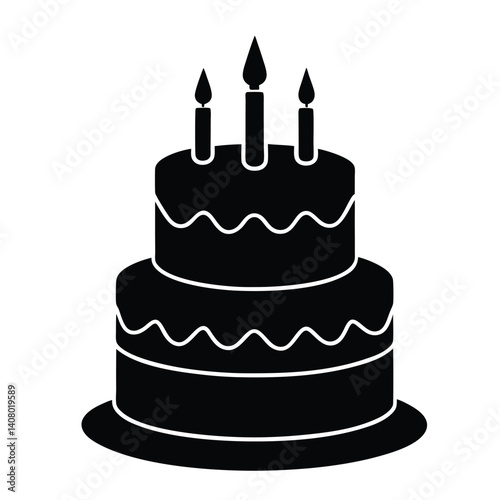 Birthday cake silhouette  vector illustration 