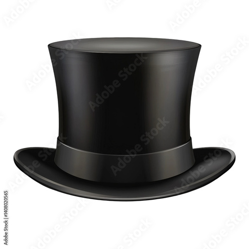  Cylinder black top hat isolated on transparent and white background.