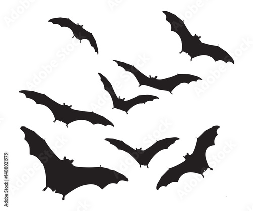 Bat outlines against a white backdrop.