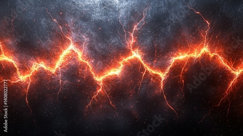 Fiery electrical discharge across a rocky surface