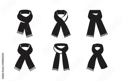 woolen scarf folded vector art silhouette