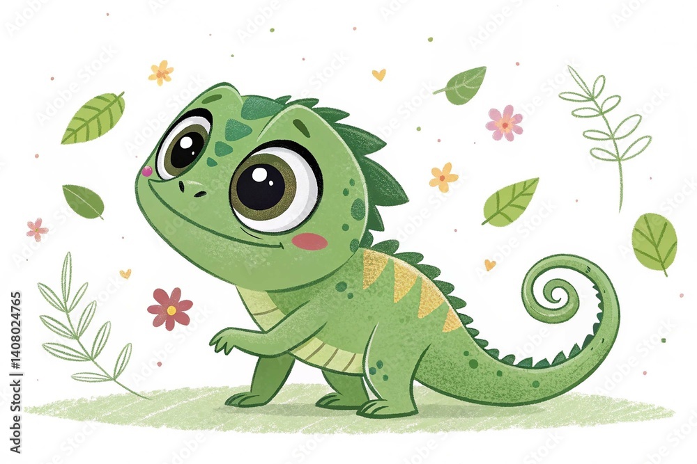 Fototapeta premium Illustration of cute lizard cartoon