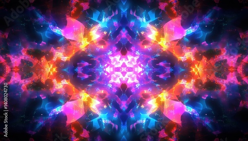 Kaleidoscopic Neon Abstract Digital Art Wallpaper