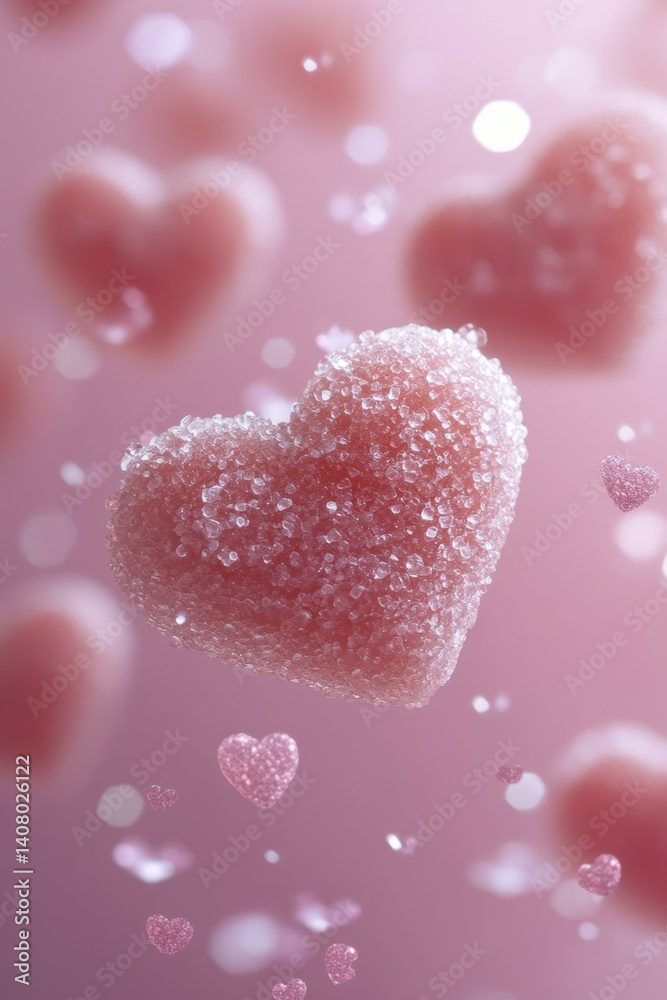 Obraz premium Pink Sugar Heart Candies Festive Valentine's Day Treats