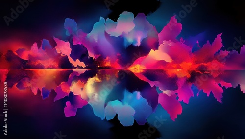 Vibrant Neon Abstract Digital Art Wallpaper with Deep Blue and Purple Glitch Patterns