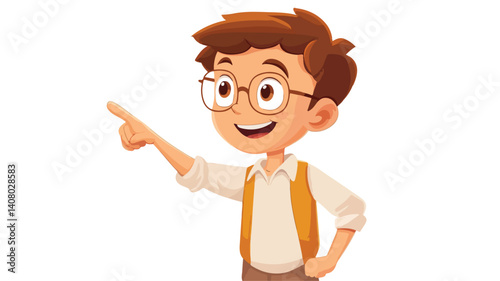 Curious Child Pointing Finger Exploring, Boy Wondering and Discovering Concept
