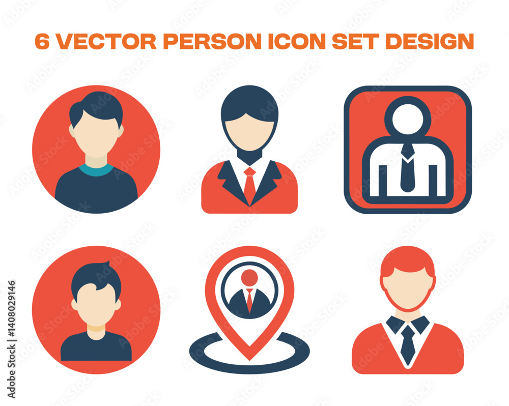 Six person icon set isolated on white background Six person icon set isolated on white background