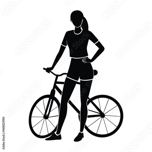 silhouette of a woman with bicycle