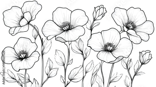Cute Spring Flowers Coloring Page for Creative Art Projects